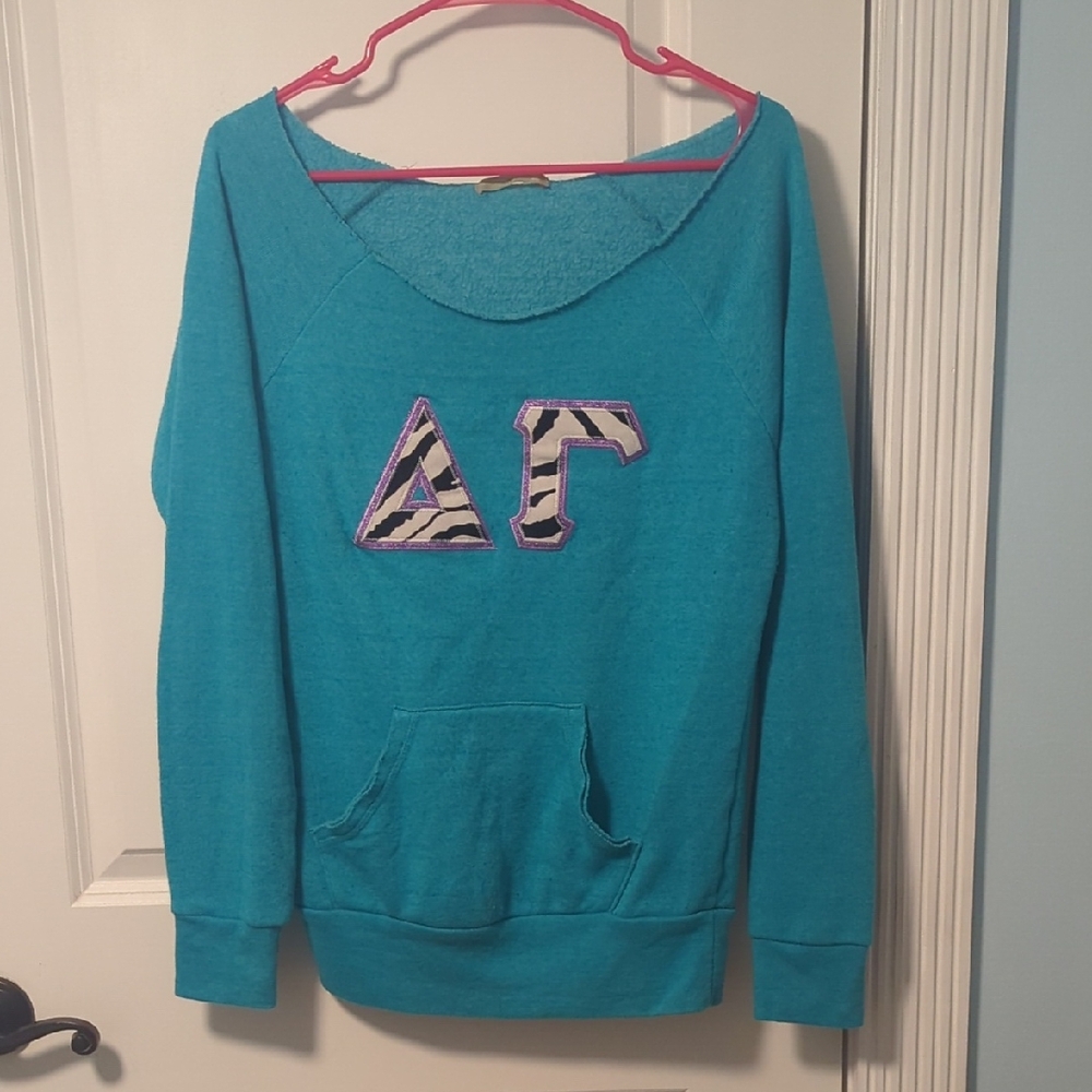 Medium Women's Blue Delta Gamma Sorority Sweater with Pocket